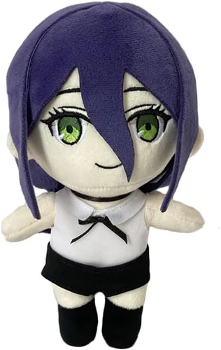 Vista 4 de JCvCX Peluche de niña de pelo negro con coleta corta, figura de anime, almohada suave para muñeca