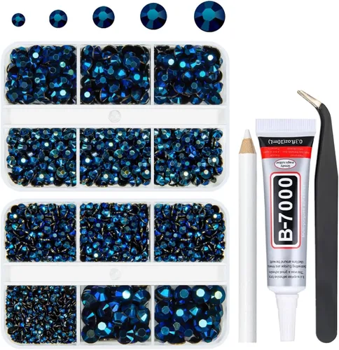 Vista 35 de qiipii Diamantes de imitación de resina AB verde aguamarina con pegamento B7000 para manualidades deslumbrantes de 2mm-6mm piedras gelatinosas