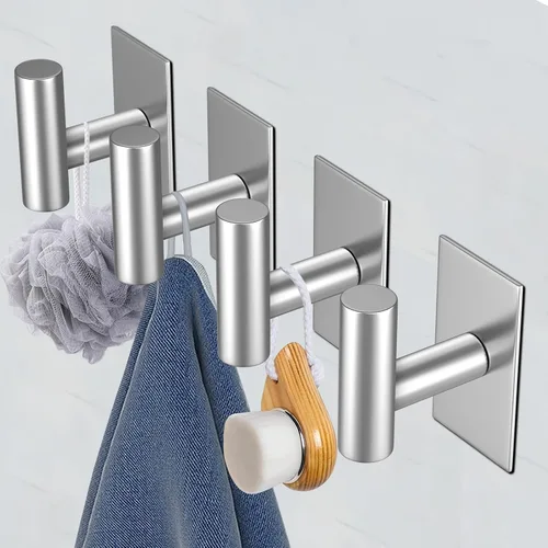 Vista 5 de VAEHOLD - Ganchos adhesivos de pared para toallas, resistentes, impermeables, de plata, para colgar abrigos, ropa, gancho de pared para armario