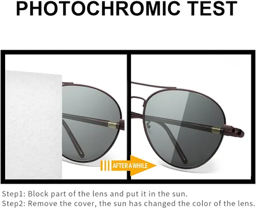 Vista 3 de TJUTR Gafas de sol fotocromáticas piloto para hombres con lente polarizada para conducir protección UV400 reduce el deslumbramiento