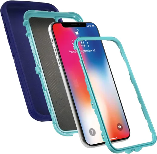 Vista 3 de Funda para iPhone 11 (6.1 pulgadas) con protector de pantalla de vidrio, resistente a los golpes, funda protectora de cuerpo completo, resistente a