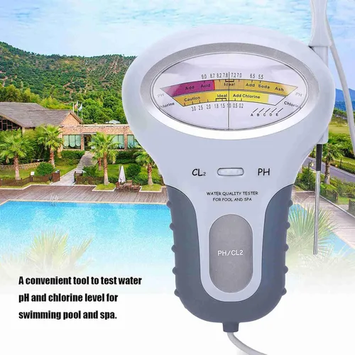 Vista 4 de Probador de calidad del agua, probador eléctrico de piscina PC-102B CL2 y probador para piscina, spa, analizador de calidad de agua con sonda, kit