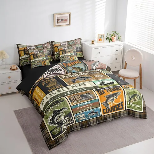Vista 60 de Feelyou Juego de edredón de ciervo con sábanas – Tamaño Queen 7 piezas Juego de ropa de cama infantil de caza rústica – Cama de ciervo de cabaña
