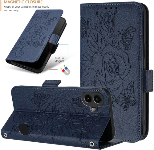 Vista 4 de for Nothing CMF Phone 1 - Funda para teléfono y protector de pantalla con bloqueo RFID, ranura para tarjetas, soporte en relieve, para teléfono