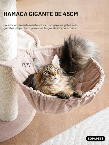 Vista 6 de Árbol para gatos extra grande para Maine Coon, torre de árbol para gatos de interior de 65 pulgadas de altura para gatos adultos grandes de 20
