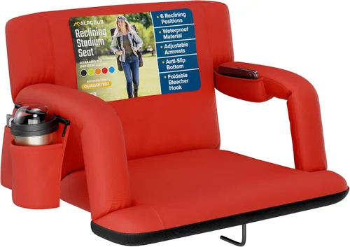 Vista 25 de Alpcour Asiento plegable para estadio – Silla de apoyo para adultos amplios reclinables de lujo para adultos para blanqueadores – Mejor extra grueso