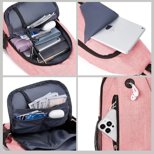 Vista 6 de BOSTANTEN Bolsa tipo bandolera, mochila cruzada con RFID, bolsa de hombro para hombres y mujeres, viajes, senderismo, casual