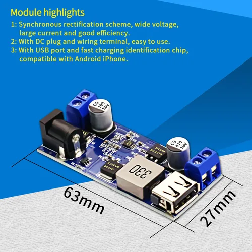 Vista 4 de V TELESKY Paquete de 3 convertidores LM2596s Buck de 12 voltios a 5 voltios DC-DC módulo reductor, USB 9 V 12 V 24 V 36 V a 5 V Transformador