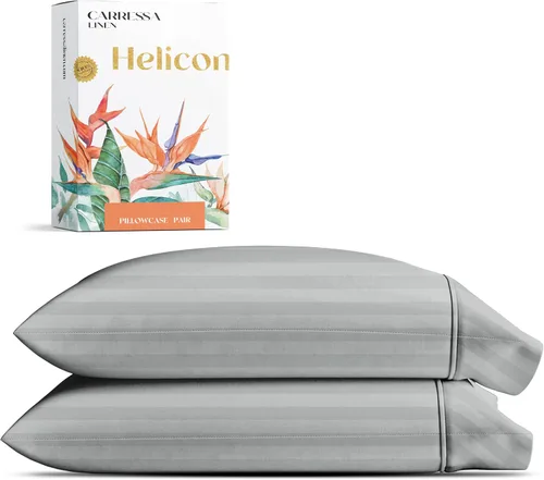 Vista 34 de Carressa Linen Juego de 2 fundas de almohada 100% de algodón egipcio de la serie 1500 de lujo tamaño estándar/Queen (beige), suaves como la seda
