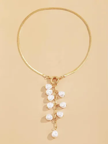 Vista 6 de WDIRARA Collar de cadena larga de serpiente Twist Y Lariat para mujer