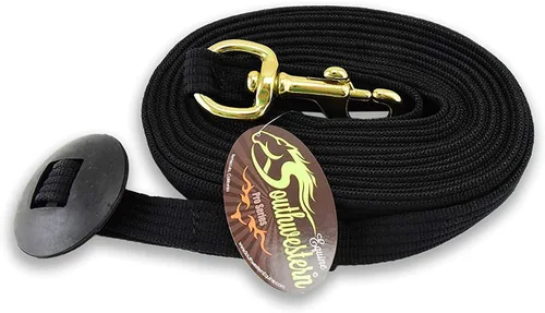 Vista 4 de Southwestern Equine Línea de estocada para caballos de algodón con broche de perno y tope de goma (negro, 24')