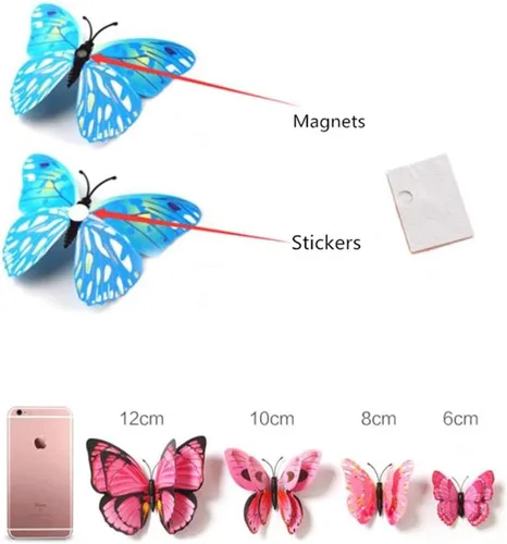 Vista 6 de Imanes de mariposa 3D de PVC para nevera, imanes de nevera, calcomanías de pared con imán para decoración de pared, decoración artística