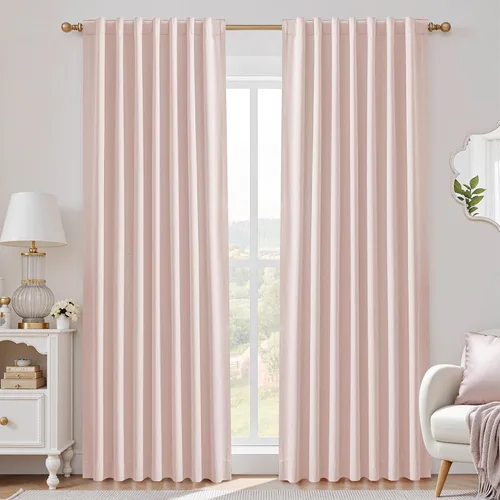 Vista 27 de UHITECH Cortinas opacas de 35 pulgadas de largo para sala de estar, 2 paneles, cortina opaca corta para cocina para ventanas pequeñas, cortinas