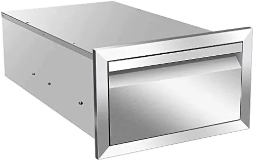 Vista 14 de Cajones de cocina para exteriores, cajones de acceso dobles para barbacoa con mango de acero inoxidable, cajones de isla para cocinas al aire libre