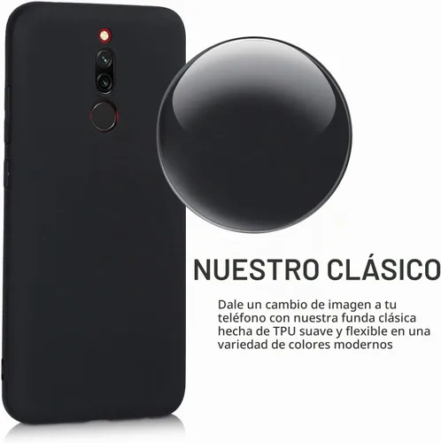 Vista 2 de kwmobile Funda compatible con Xiaomi Redmi 8 - Funda protectora delgada para teléfono TPU - Acabado mate suave - Negro mate