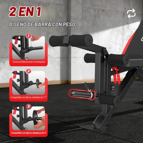 Vista 6 de OPPSDECOR 1200LBS Weight Bench with Wide-Range Leg Extension & Curl (Full ROM), Adjustable Workout Bench Press with Wheels & Handle, Incline/Flat