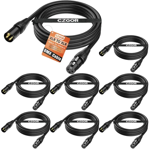 Vista 9 de Cable DMX de 6.5 pies, 8 unidades, cables XLR flexibles chapados