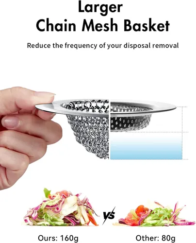 Vista 6 de Wokdada Revolucionario colador de drenaje para fregadero de cocina y tapón de fregadero/malla de cadena reversible patentada, limpieza sin esfuerzo
