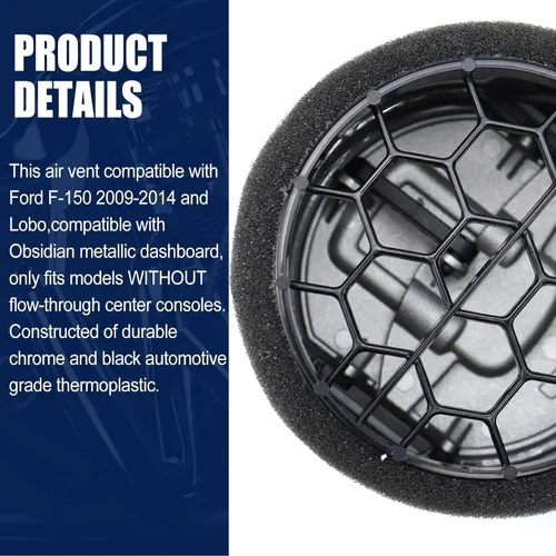 Vista 6 de FEXON Rejillas delanteras interiores para salpicadero, calefactor de CA cromado, compatible con Ford F150 F-150 Lobo 9L3Z-19893-CA 2009-2014, 4