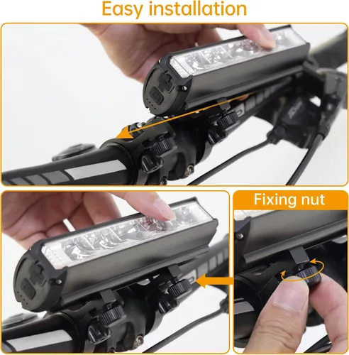 Vista 7 de Luz de bicicleta recargable por USB de 2000 lúmenes, faro de bicicleta de 10000 mAh con función de banco de energía, barra de luz frontal súper