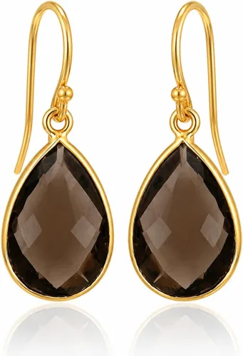 Vista 16 de Aretes de ágata musgo verde de 0.472 x 0.709 in con forma de pera de plata de ley 925, aretes de piedras preciosas hechos a mano, juego de bisel