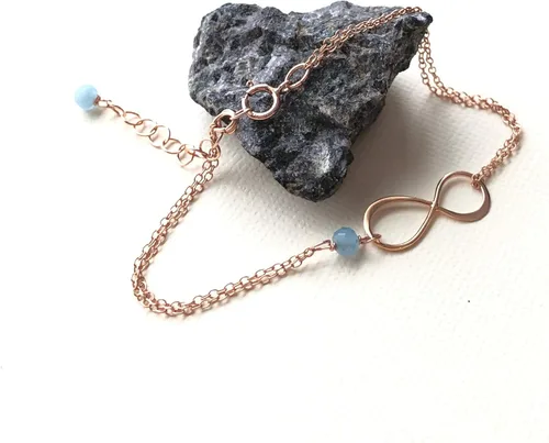 Vista 80 de Pulsera con dije de infinito con piedra natal, joyería hecha a mano, regalo para ella