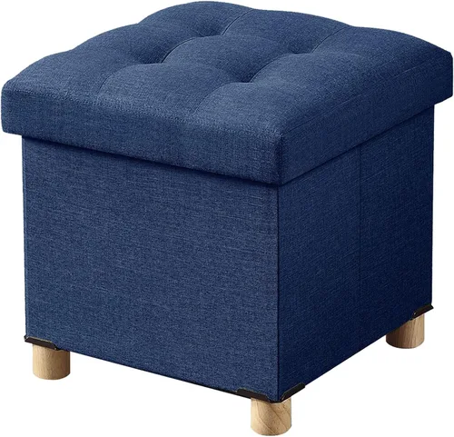 Vista 8 de BRIAN & DANY Ottoman with Storage, Small Storage Ottoman for Dorm, Linen Folding Ottoman Foot Stool with Legs for Living Room and Bedroom Gris