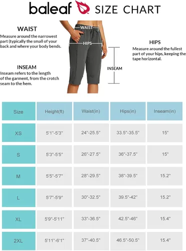 Vista 7 de BALEAF Pantalones cortos de 15 pulgadas de largo para mujer, pantalones cortos capri por debajo de la rodilla, ligeros, de secado rápido, cintura