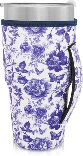 Vista 60 de Fundas Aislantes de Neopreno Portavasos con Asa para Vasos Tumbler de 20oz, Funda Reutilizable para Café Helado Para Tazas de Café de 30oz - 32oz