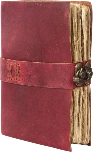 Vista 12 de Diario de cuero vintage hecho a mano de búfalo no rellenable con papel de borde irregular – Diario encuadernado en cuero para mujeres, hombres