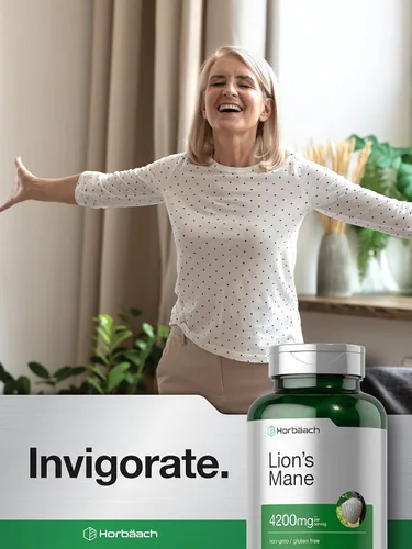 Vista 7 de Horbäach extracto de hongo melena de león 4200mg 120 cápsulas suplemento vegetariano, no transgénico, sin gluten