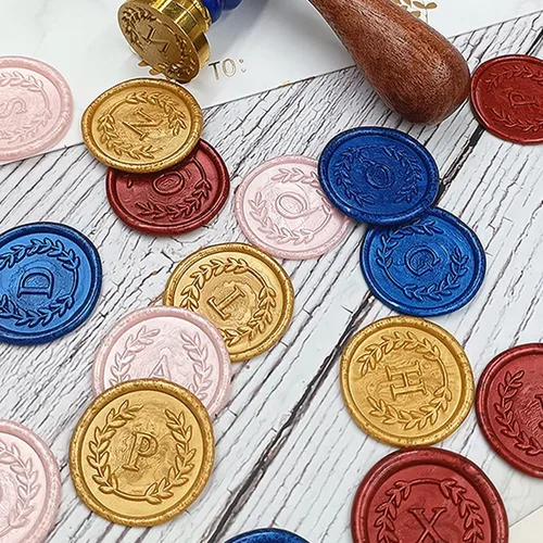 Vista 6 de 25 calcomanías adhesivas de cera con letra T rojas, hechas a mano, sin necesidad de sellar, rasgar y usar calcomanías de cera para invitaciones