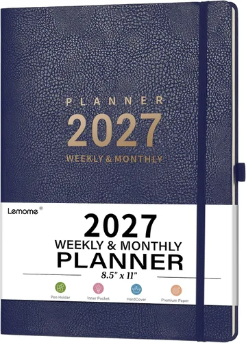 Vista 8 de Agenda 2027, semanal y mensual, enero 2027 - diciembre 2027 Verde