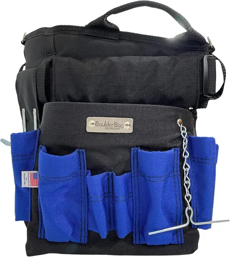 Vista 6 de BOULDER BAG - Cinturón profesional para electricista MAX Combo con soporte de espalda cómodo, hebilla de liberación rápida, cinturón de trabajo Azul
