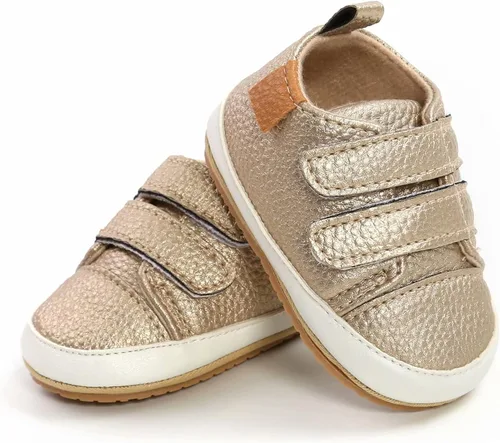 Vista 5 de GAISUMMI - Zapatos de bebé para niños y niñas, tipo botas altas de piel sintética, suela de goma antideslizante, zapatos de cuna, planos, unisex