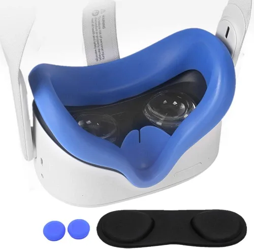 Vista 3 de TNE Face Cushion Cover, Lens Pad, Thumbstick Cap for Oculus Quest 2 Silicone Face Cover, Lens Dust Protector, Controller Thumb Grip Accessories for