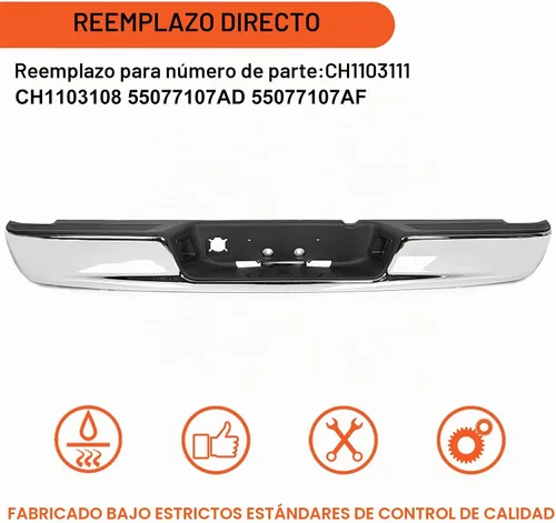 Vista 2 de ECOTRIC - Conjunto de parachoques trasero compatible con 02-09 Ram 1500