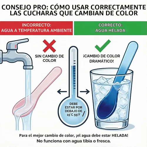 Vista 8 de Juego de 50 cucharas transformadoras de color, cubiertos desechables y reutilizables de 5.15 pulgadas, cucharas visuales reactivas al frío