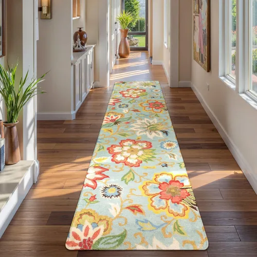 Vista 9 de Lahome - Tapete floral con estampado de cachemira, lavable, antideslizante, pequeño, anti-manchas, suave, para baño, entrada, dormitorio, Negro