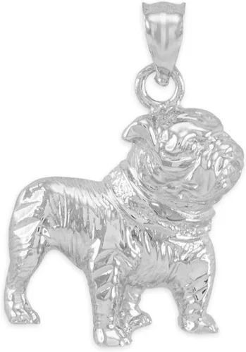 Vista 2 de Animal Kingdom Collar con colgante de plata de ley 925 pulida con dije de bulldog inglés