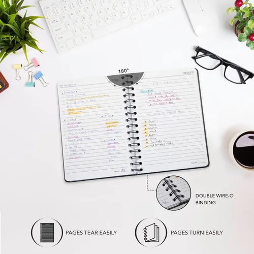 Vista 3 de Nextnoid Cuaderno de espiral forrado para mujeres y hombres, tamaño A5 (5.8 x 8.3 pulgadas), 170 páginas, cuadernos de tapa dura para trabajo y toma