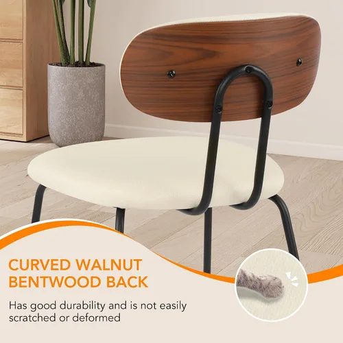 Vista 3 de LSSPAID Juego de 2 taburetes de bar de 25.6 pulgadas de altura de mostrador con patas de metal curvadas de madera curvada de nogal, taburetes de bar
