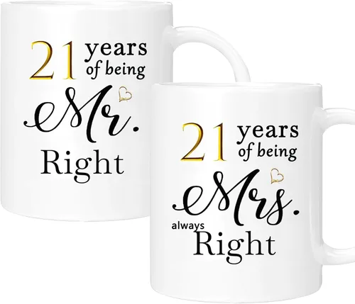 Vista 11 de Juego de 2 tazas de café para el 10º aniversario, regalos de boda para parejas, padres, hombres, mujeres, marido, esposa, él, ella, caja de regalo