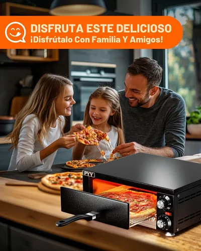Vista 4 de PYY Horno de pizza de 12 pulgadas, para encimera, para interiores, máquina eléctrica para hacer pizza para el hogar, con temporizador, acero