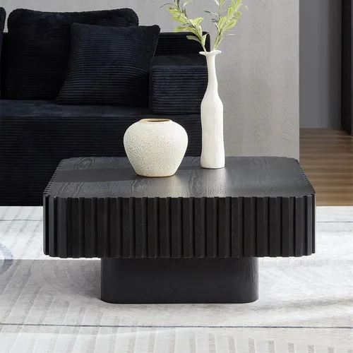 Vista 24 de LKTART Mesa de Centro con Tapa Elevable para Sala de Estar, Mesa de Centro Acanalada de Acento con Almacenamiento, Mesa de Té Central Rectangular