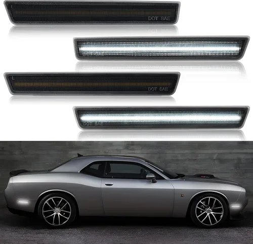Vista 8 de R&F Auto 4 piezas de luces LED laterales de repuesto para Challenger SRT Hellcat 2018-2023, R/T Scat Pack de cuerpo ancho para Redeye Super Stock