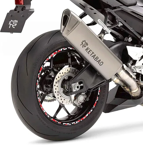 Vista 10 de KETABAO - Adhesivos para llantas (19.2 in), diseño de rayas F01 para Yamaha YZF R6 R1 MT03 MT125 TRACER 700 MT09 FZ25 MT07 MT10 (blanco)