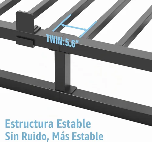 Vista 7 de Bilily Marco de cama individual de 14 pulgadas con soporte de listones de acero resistente, plataforma de metal resistente para colchón