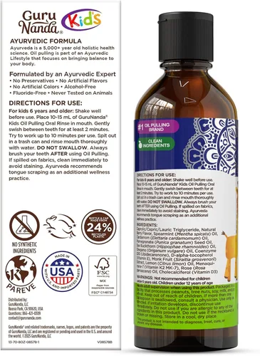 Vista 9 de GuruNanda Aceite para niños, enjuague bucal sin alcohol, aceites esenciales y vitaminas para aliento fresco y encías felices para edades de 6 años