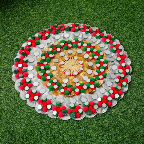 Vista 11 de Festive Floral Rangoli Rangoli de diseño acrílico para decoración tradicional india, decoración de piso interior de puerta del hogar, Diwali